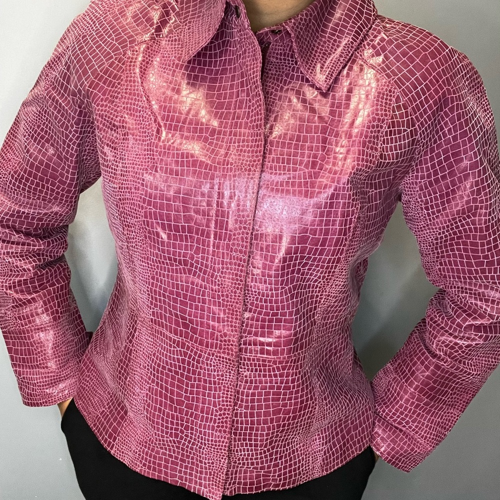 A.M.I Leather Jacket, Mauve Color, Size Large